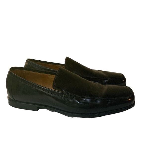 Coach Shoes Black Leather Men's Size 9.5 (EU 43) Square Toe Slip On Loafers - Picture 1 of 11